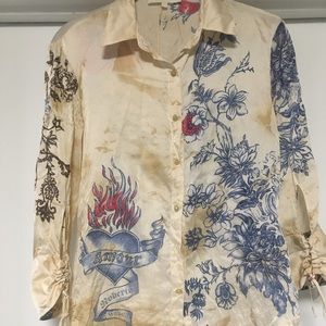 - Roberto Cavalli Tattoo XS silk blouse. Authentic